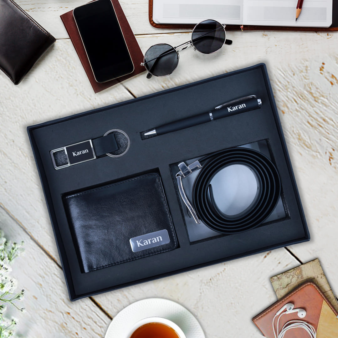 Corporate Gift Set - Premium Personalized Wallet, Pen, Keychain & Belt